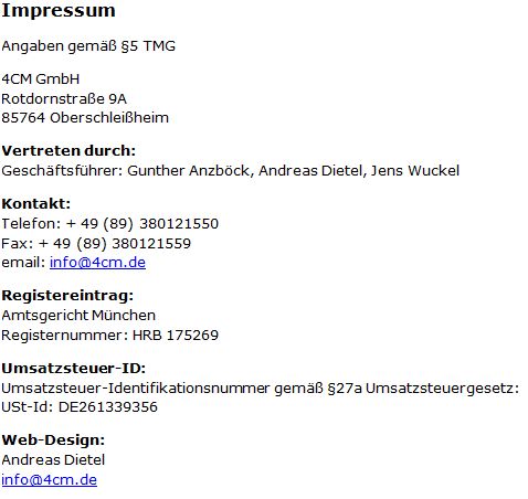 Impressum 4CM